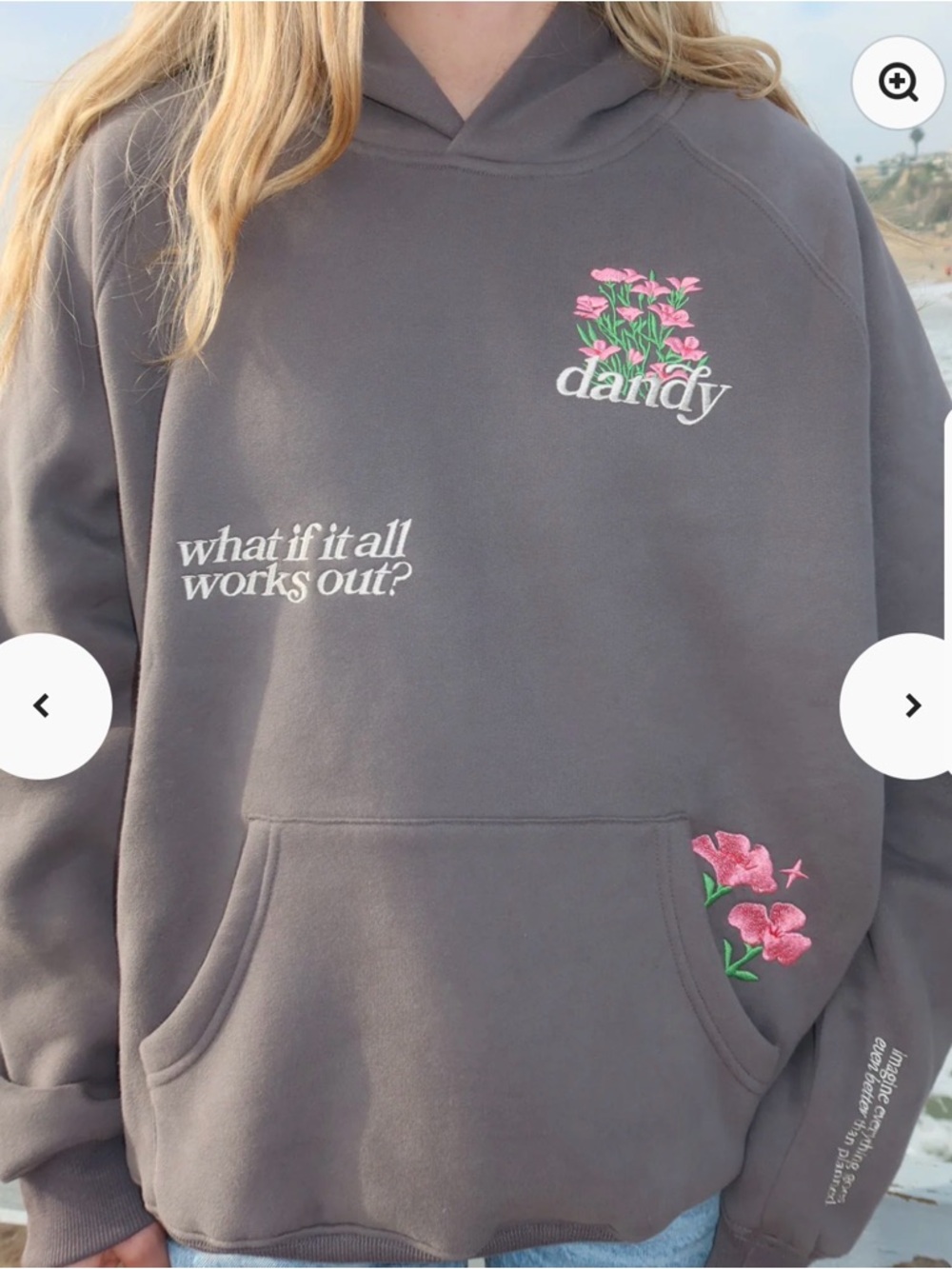 Dandy Charcoal Floral Hoodie - Women